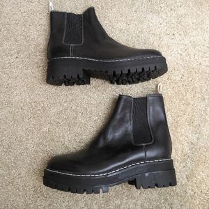 Marc Fisher black leather Chelsea boots chunky sole ankle boots size 7